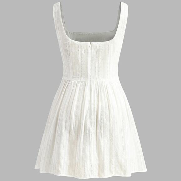 NWT coastal boho COMMENSE white mini dress square neck XS - Picture 4 of 10